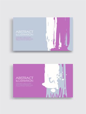 Beyaz arka planda pembe beyaz gri mürekkep fırça darbesi kartı. Japon tarzı. Grunge lekelerinin vektör illüstrasyonu