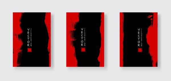 Красные Чернила Мазок Кисти Черном Фоне Японский Флаг Стиле Кисти — стоковый вектор