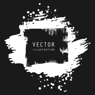 vektör sıçrama yapar ve beyaz mürekkep damlaları farklı şekillerde siyah üzerine damlar.