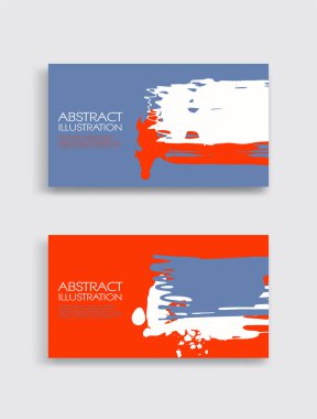 Beyaz arka planda kırmızı beyaz, mavi, fırça darbesi kartı. Japon tarzı. Grunge lekelerinin vektör illüstrasyonu