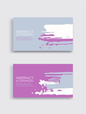 Beyaz arka planda pembe beyaz gri mürekkep fırça darbesi kartı. Japon tarzı. Grunge lekelerinin vektör illüstrasyonu