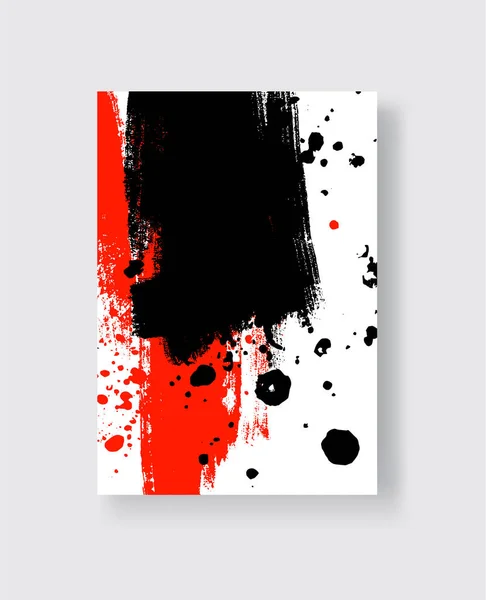 Pincel Tinta Preto Vermelho Fundo Branco Estilo Japonês Ilustração Vetorial —  Vetores de Stock