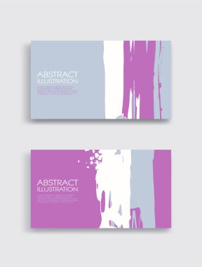 Beyaz arka planda pembe beyaz gri mürekkep fırça darbesi kartı. Japon tarzı. Grunge lekelerinin vektör illüstrasyonu