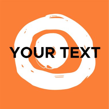 Turuncu 'da Vektör Yuvarlak Şekil. Beyaz Daire Damgası. Simge, Logo, Sancak Tasarımı. Yuvarlak Fırça Soyut Vuruşu .