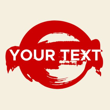 Beyaz üzerine vektör yuvarlak şekil. Kırmızı Çember Damgası. Simge, Logo, Sancak Tasarımı. Yuvarlak Fırça Soyut Vuruşu .