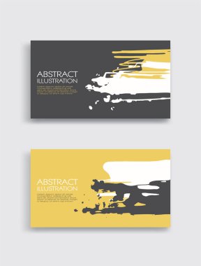 Beyaz arka planda sarı, beyaz, gri, fırça darbesi. Japon tarzı. Grunge lekelerinin vektör illüstrasyonu