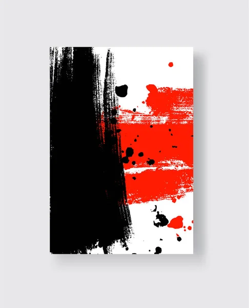 白を基調とした黒と赤のインクブラシストローク グランジ汚れのベクトルイラスト — ストックベクタ