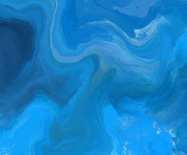 Mavi boya fırçası elementli zarif afiş tasarımı. Soyut dekorasyon. Vektör illüstrasyonu.