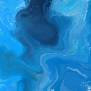 Mavi boya fırçası elementli zarif afiş tasarımı. Soyut dekorasyon. Vektör illüstrasyonu.