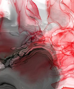 Beyaz arka planda siyah kırmızı fırça darbesi. Tasarım elemanı. Grunge dalga lekelerinin vektör çizimi. Vektör fırçaları resimleme.