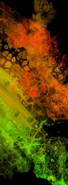 Siyah üzerine modern renkli akış arka planı. Renk pankartıyla dalga sıvısı. Tasarım projen için sanat tasarımı. Vektör illüstrasyonu.