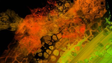 Siyah üzerine modern renkli akış arka planı. Renk pankartıyla dalga sıvısı. Tasarım projen için sanat tasarımı. Vektör illüstrasyonu.