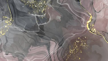 Vektör siyah pembe pankart. El çizimi soyut fırça darbesi. Dalga ögesi.