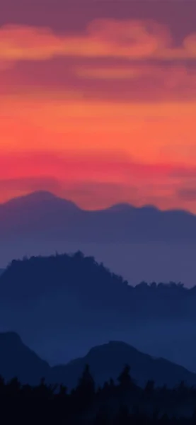 Fondo Del Paisaje Plantilla Arte Abstracto Con Elementos Pintura Sunrise — Vector de stock