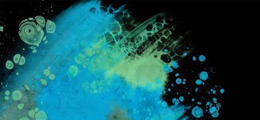 Siyahın modern mavi akış arkaplanı. Renk pankartı şeklinde sıvı. Tasarım projen için sanat tasarımı. Vektör illüstrasyonu.