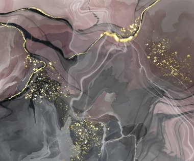 Vektör siyah pembe pankart. El çizimi soyut fırça darbesi. Dalga ögesi.