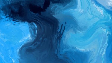 Mavi boya fırçası elementli zarif afiş tasarımı. Soyut dekorasyon. Vektör illüstrasyonu.