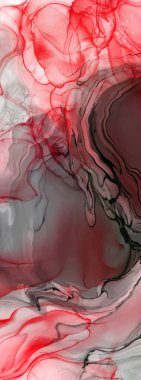 Beyaz arka planda siyah kırmızı fırça darbesi. Tasarım elemanı. Grunge dalga lekelerinin vektör çizimi. Vektör fırçaları resimleme.