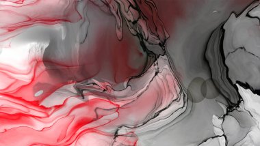 Beyaz arka planda siyah kırmızı fırça darbesi. Tasarım elemanı. Grunge dalga lekelerinin vektör çizimi. Vektör fırçaları resimleme.