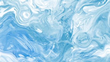 Mavi boya fırçası elementli zarif afiş tasarımı. Soyut dekorasyon. Vektör illüstrasyonu.