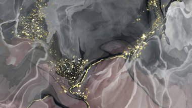 Vektör siyah pembe pankart. El çizimi soyut fırça darbesi. Dalga ögesi.