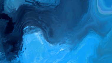 Mavi boya fırçası elementli zarif afiş tasarımı. Soyut dekorasyon. Vektör illüstrasyonu.