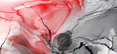 Beyaz arka planda siyah kırmızı fırça darbesi. Tasarım elemanı. Grunge dalga lekelerinin vektör çizimi. Vektör fırçaları resimleme.