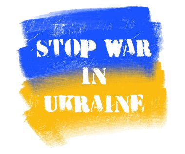 Ukrayna bayrağıyla Grunge fırça darbesi. Ukrayna 'nın el boyama bayrağı. Sembol, poster, ulusal bayrağın bayrağı. Stil grunge çizimi. Beyaz arkaplanda izole edilmiş vektör.