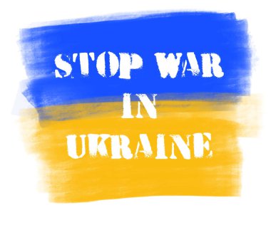 Ukrayna bayrağıyla Grunge fırça darbesi. Ukrayna 'nın el boyama bayrağı. Sembol, poster, ulusal bayrağın bayrağı. Stil grunge çizimi. Beyaz arkaplanda izole edilmiş vektör.