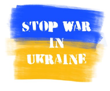 Ukrayna bayrağıyla Grunge fırça darbesi. Ukrayna 'nın el boyama bayrağı. Sembol, poster, ulusal bayrağın bayrağı. Stil grunge çizimi. Beyaz arkaplanda izole edilmiş vektör.