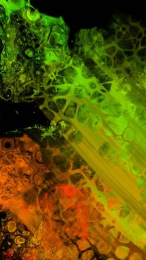 Siyah üzerine modern renkli akış arka planı. Renk pankartıyla dalga sıvısı. Tasarım projen için sanat tasarımı. Vektör illüstrasyonu.