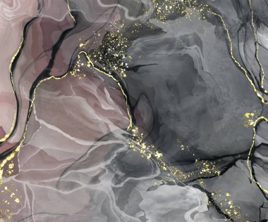 Vektör siyah pembe pankart. El çizimi soyut fırça darbesi. Dalga ögesi.