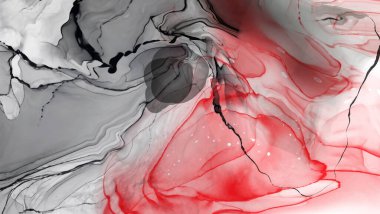 Beyaz arka planda siyah kırmızı fırça darbesi. Tasarım elemanı. Grunge dalga lekelerinin vektör çizimi. Vektör fırçaları resimleme.