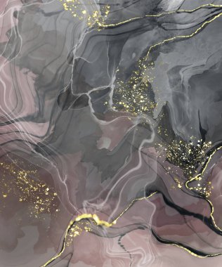 Vektör siyah pembe pankart. El çizimi soyut fırça darbesi. Dalga ögesi.