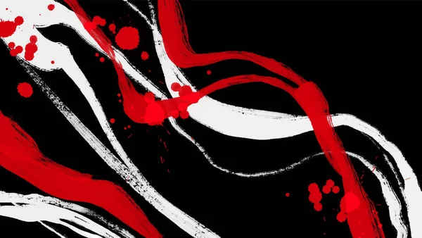 Pinceau Encre Rouge Blanc Noir Style Japonais Illustration Vectorielle Des — Image vectorielle