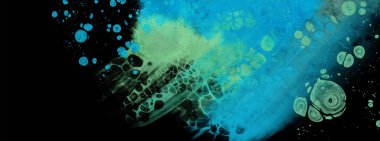 Siyahın modern mavi akış arkaplanı. Renk pankartı şeklinde sıvı. Tasarım projen için sanat tasarımı. Vektör illüstrasyonu.