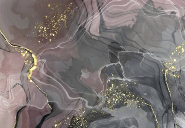 Vektör siyah pembe pankart. El çizimi soyut fırça darbesi. Dalga ögesi.