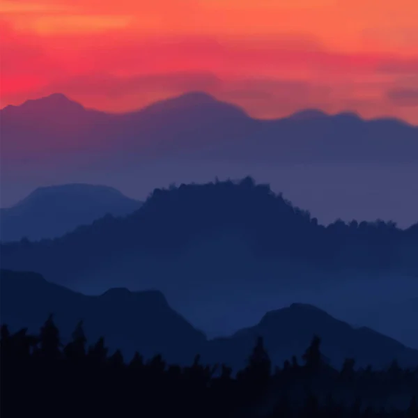 Fondo Del Paisaje Plantilla Arte Abstracto Con Elementos Pintura Sunrise — Vector de stock