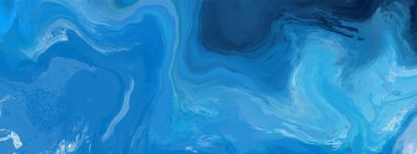 Mavi boya fırçası elementli zarif afiş tasarımı. Soyut dekorasyon. Vektör illüstrasyonu.