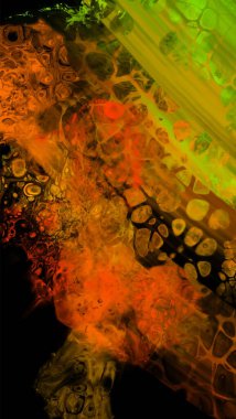 Siyah üzerine modern renkli akış arka planı. Renk pankartıyla dalga sıvısı. Tasarım projen için sanat tasarımı. Vektör illüstrasyonu.