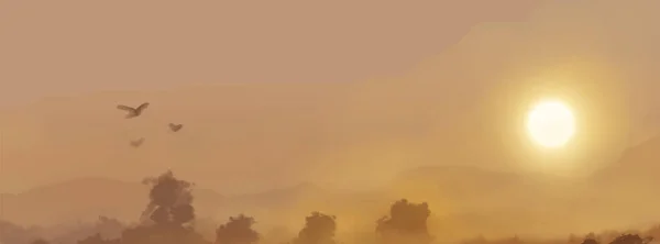 Пейзаж Фону Абстрактний Стиль Мистецтва Елементами Фарби Sunrise Sunset Фоновий — стоковий вектор