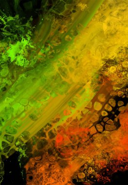 Siyah üzerine modern renkli akış arka planı. Renk pankartıyla dalga sıvısı. Tasarım projen için sanat tasarımı. Vektör illüstrasyonu.