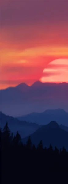 Fondo Del Paisaje Plantilla Arte Abstracto Con Elementos Pintura Sunrise — Vector de stock