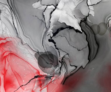 Beyaz arka planda siyah kırmızı fırça darbesi. Tasarım elemanı. Grunge dalga lekelerinin vektör çizimi. Vektör fırçaları resimleme.