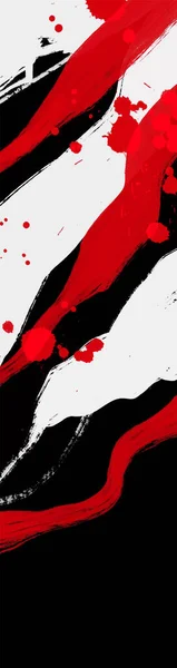 Zwarte Witte Rode Inkt Penseelstreek Japanse Stijl Vector Illustratie Van — Stockvector