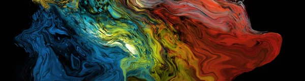 Современный Красочный Фон Потока Черном Жидкая Форма Волны Цветном Баннере — стоковый вектор
