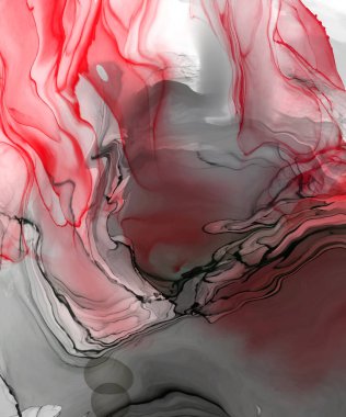 Beyaz arka planda siyah kırmızı fırça darbesi. Tasarım elemanı. Grunge dalga lekelerinin vektör çizimi. Vektör fırçaları resimleme.