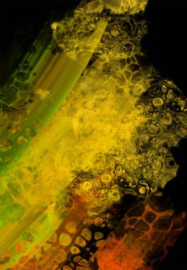 Siyah üzerine modern renkli akış arka planı. Renk pankartıyla dalga sıvısı. Tasarım projen için sanat tasarımı. Vektör illüstrasyonu.