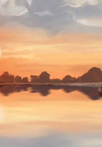 風景の背景 ペイント要素付きの抽象アートテンプレート 日の出日没の背景抽象的なバナーデザイン自然のスタイルで ベクターイラスト — ストックベクタ