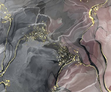 Vektör siyah pembe pankart. El çizimi soyut fırça darbesi. Dalga ögesi.